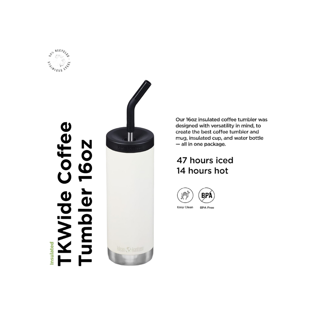 Klean Kanteen TKWide 473ml/16oz met Café Cap