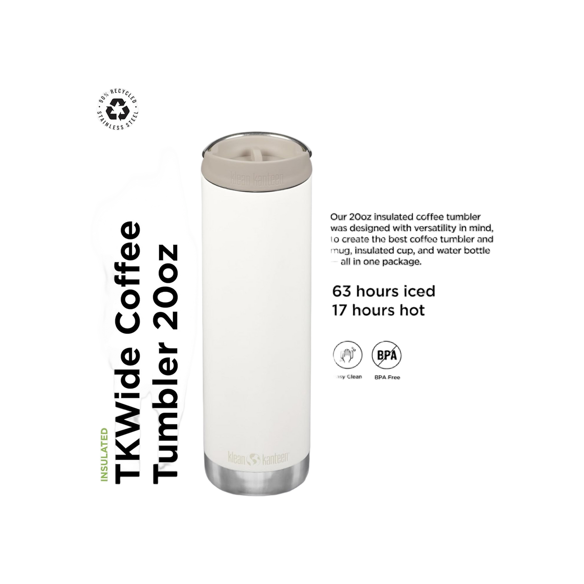 Klean Kanteen TKWide 592ml/20oz met Café Cap