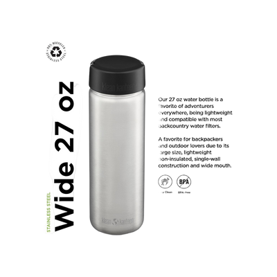 Klean Kanteen Drinkfles Classic Wide met ringdop, 800ml/27oz
