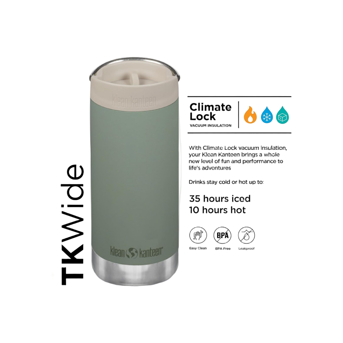 Klean Kanteen TKWide 355lml/12oz met Café Cap