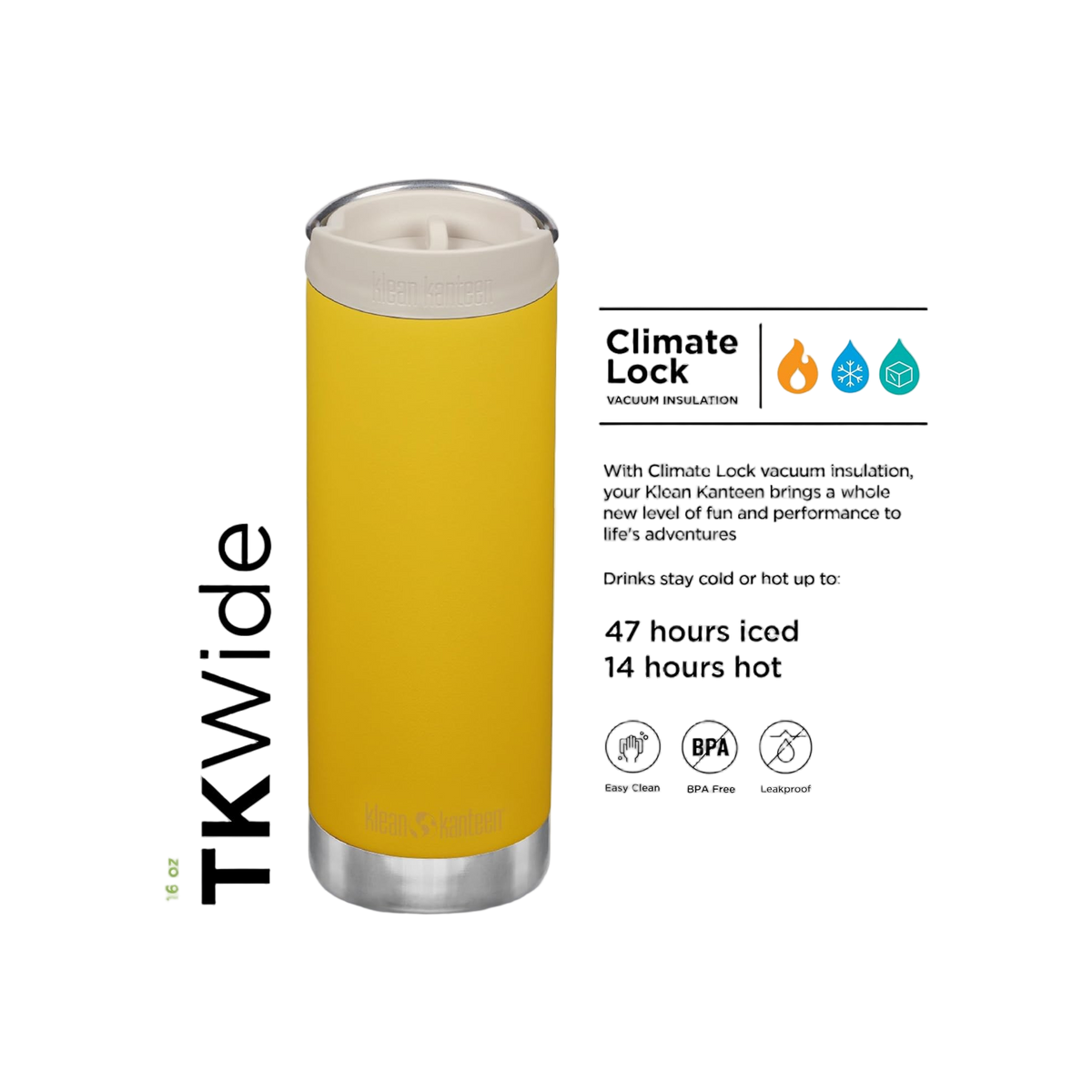 Klean Kanteen TKWide 473ml/16oz met Café Cap