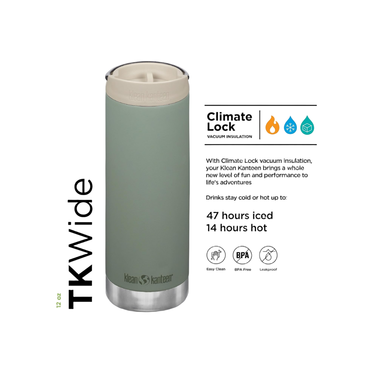 Klean Kanteen TKWide 473ml/16oz met Café Cap