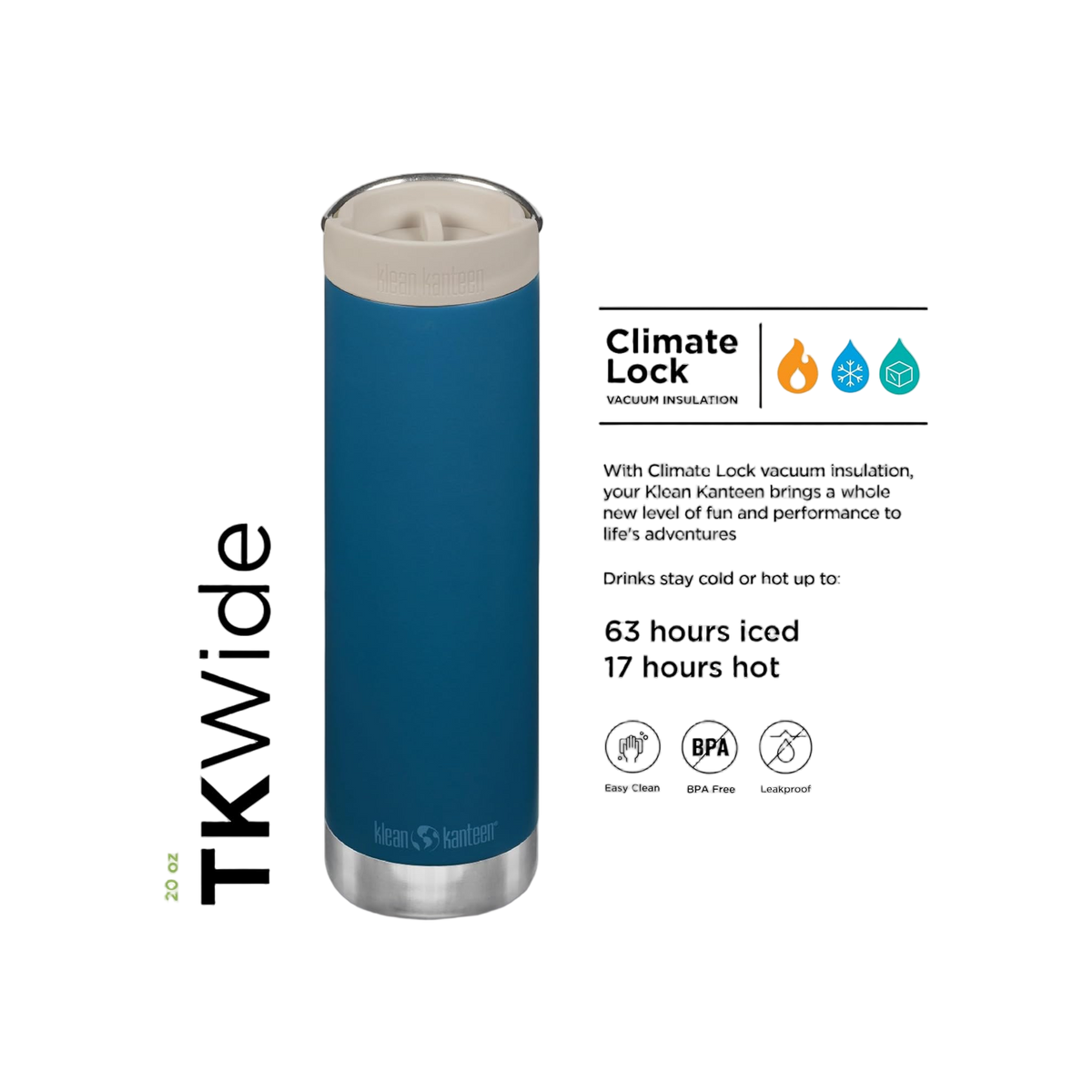 Klean Kanteen TKWide 592ml/20oz met Café Cap
