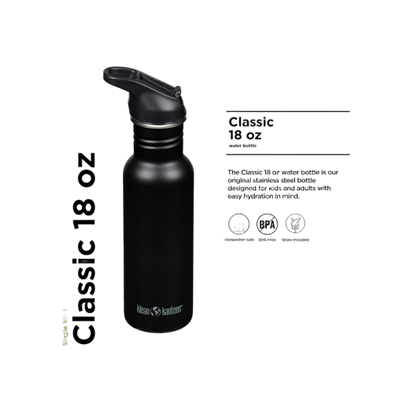 Klean Kanteen Classic Single Wall 532ml/18oz met Flip Seal Sport Cap