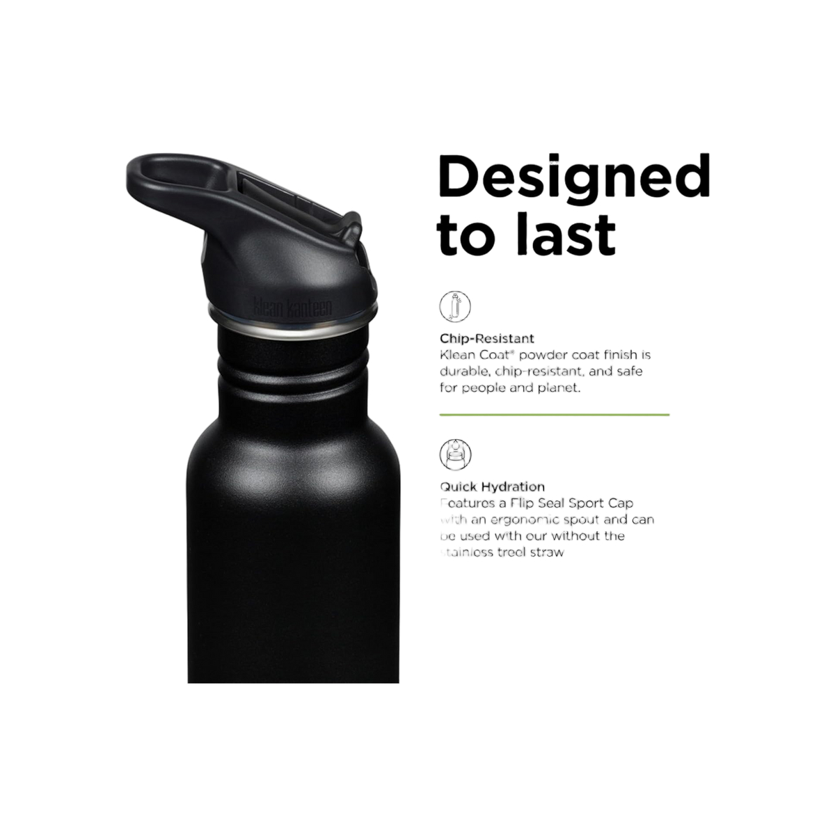 Klean Kanteen Classic Single Wall 532ml/18oz met Flip Seal Sport Cap