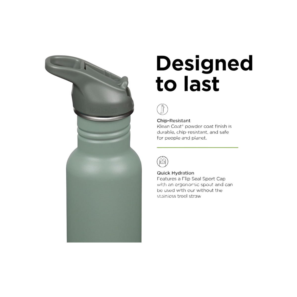 Klean Kanteen Classic Single Wall 532ml/18oz met Flip Seal Sport Cap