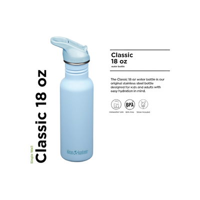 Klean Kanteen Classic Single Wall 532ml/18oz met Flip Seal Sport Cap