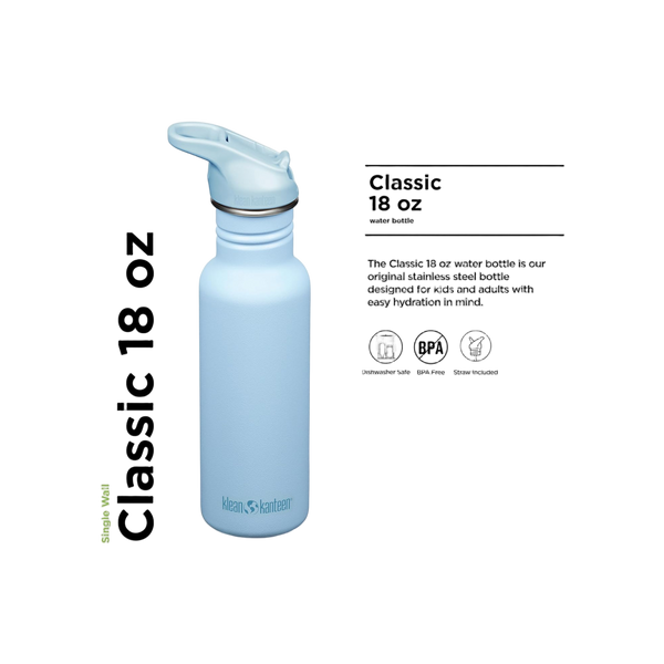 Klean Kanteen Classic Single Wall 532ml/18oz met Flip Seal Sport Cap