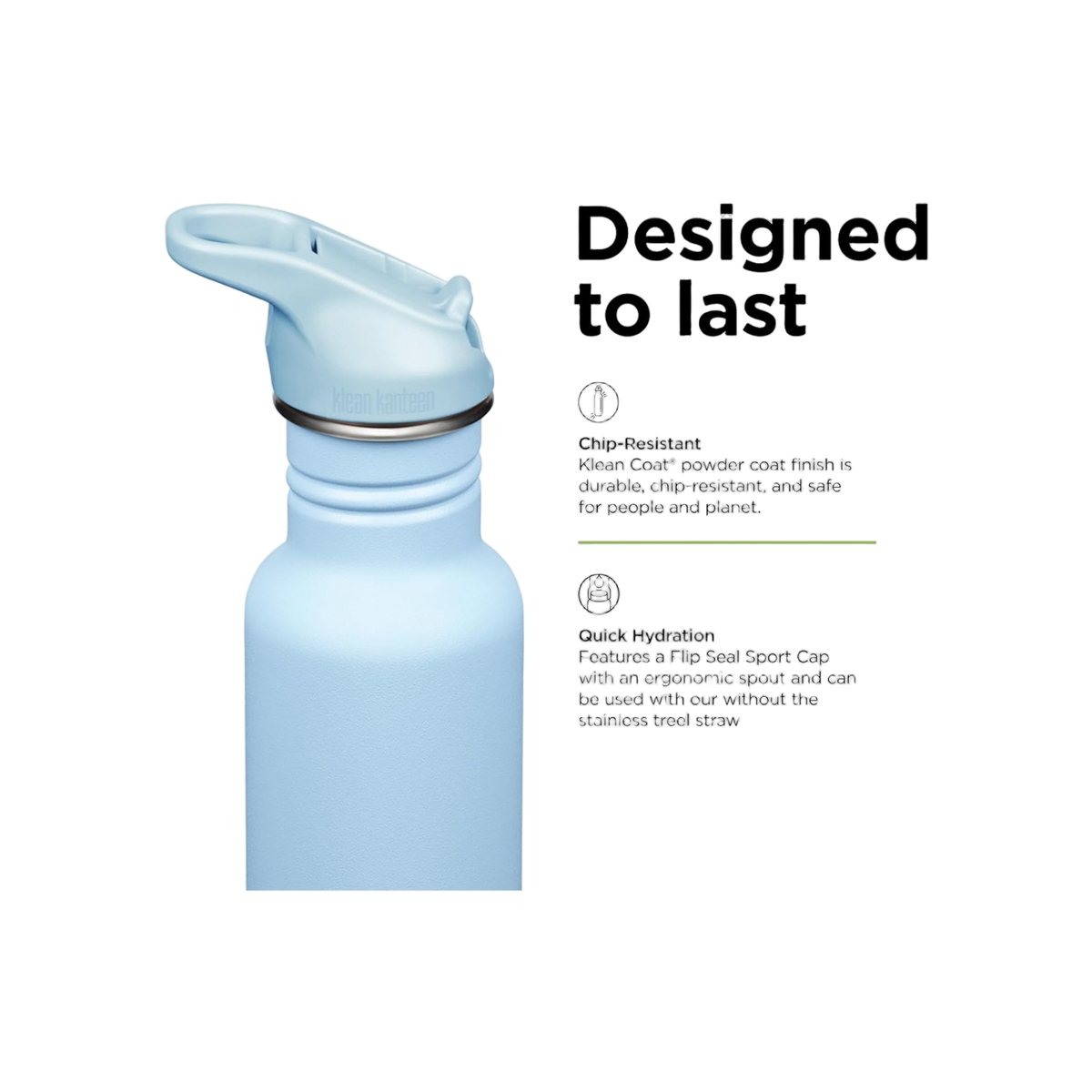 Klean Kanteen Classic Single Wall 532ml/18oz met Flip Seal Sport Cap
