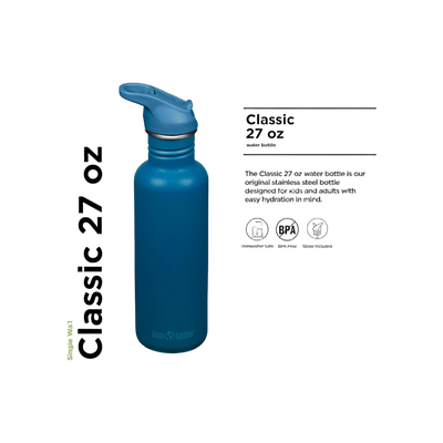 Klean Kanteen Classic Single Wall 800ml/27oz met Flip Seal Sport Cap
