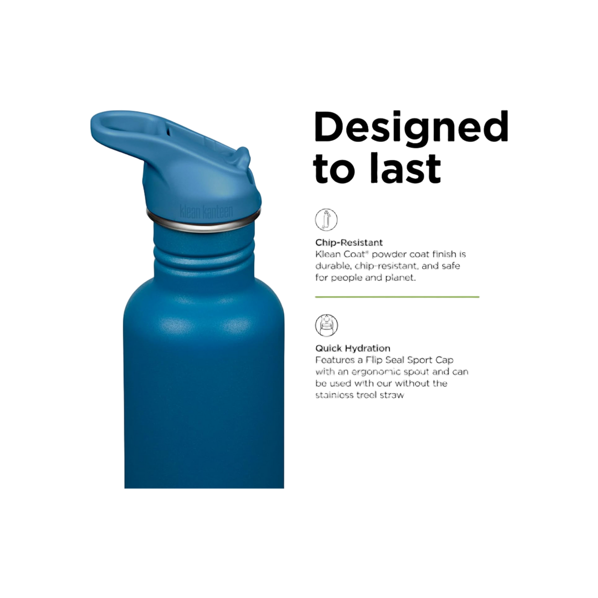 Klean Kanteen Classic Single Wall 800ml/27oz met Flip Seal Sport Cap