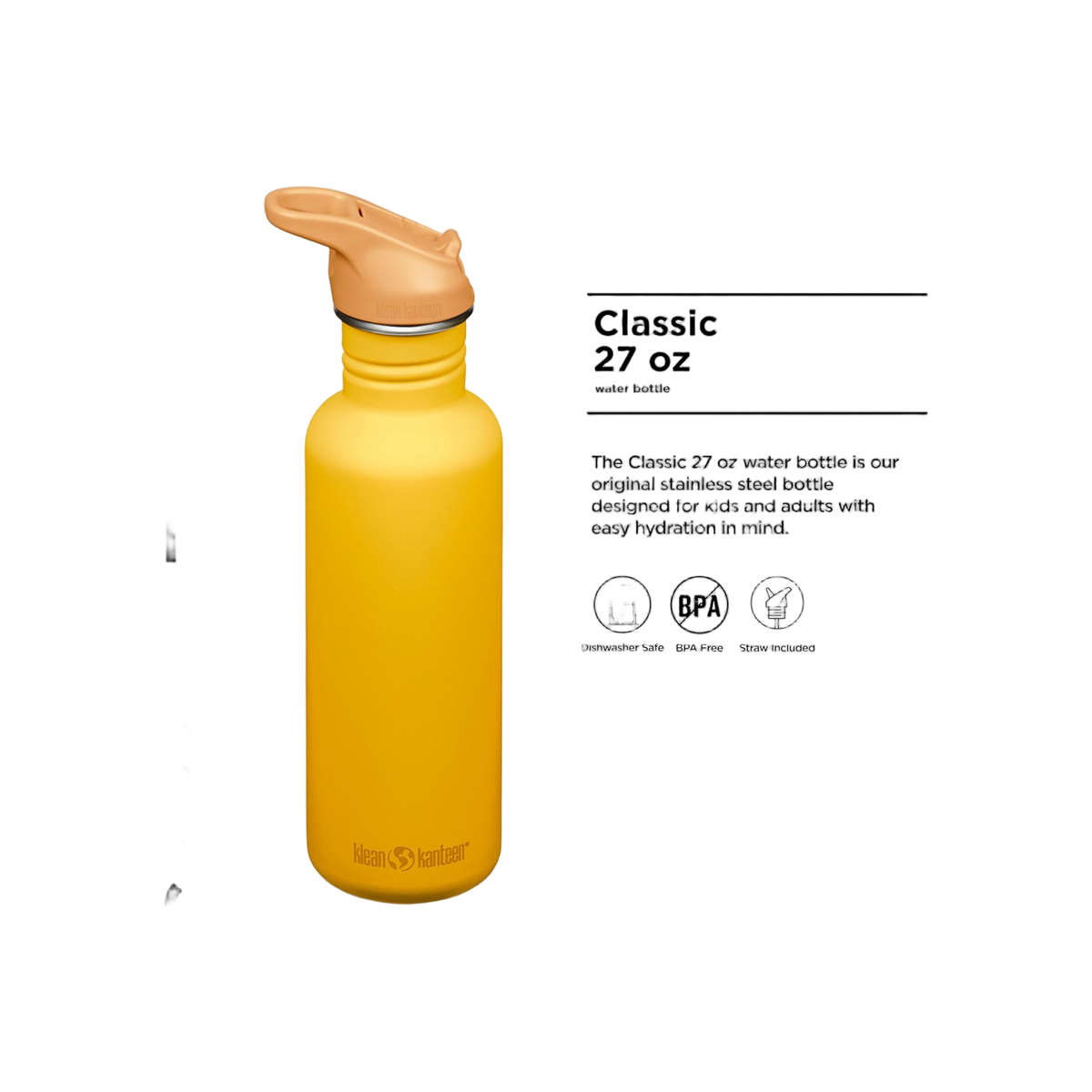 Klean Kanteen Classic Single Wall 800ml/27oz met Flip Seal Sport Cap