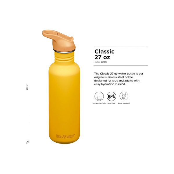 Klean Kanteen Classic Single Wall 800ml/27oz met Flip Seal Sport Cap