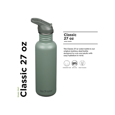 Klean Kanteen Classic Single Wall 800ml/27oz met Flip Seal Sport Cap