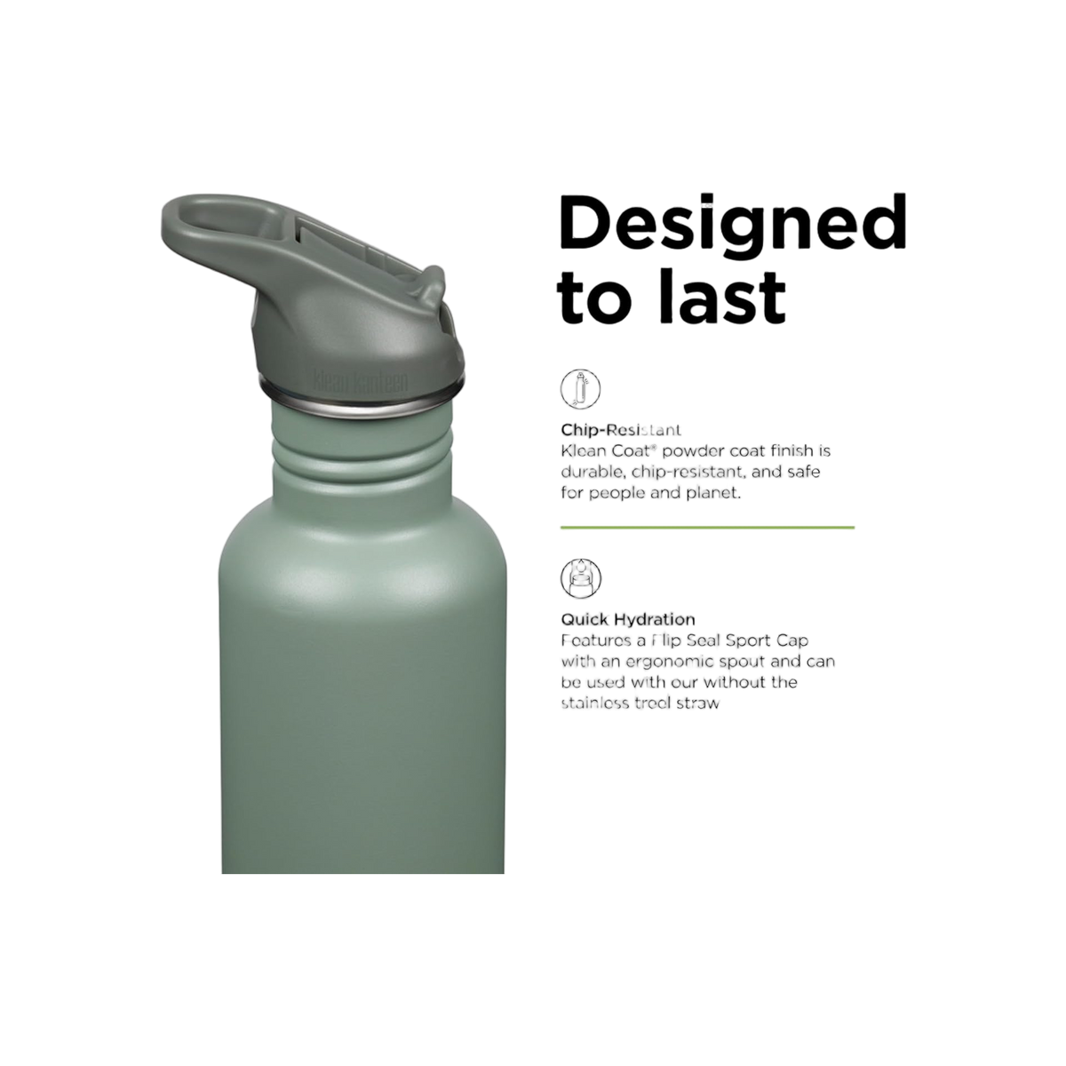 Klean Kanteen Classic Single Wall 800ml/27oz met Flip Seal Sport Cap
