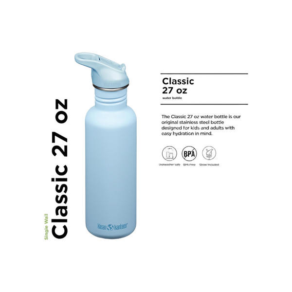 Klean Kanteen Classic Single Wall 800ml/27oz met Flip Seal Sport Cap