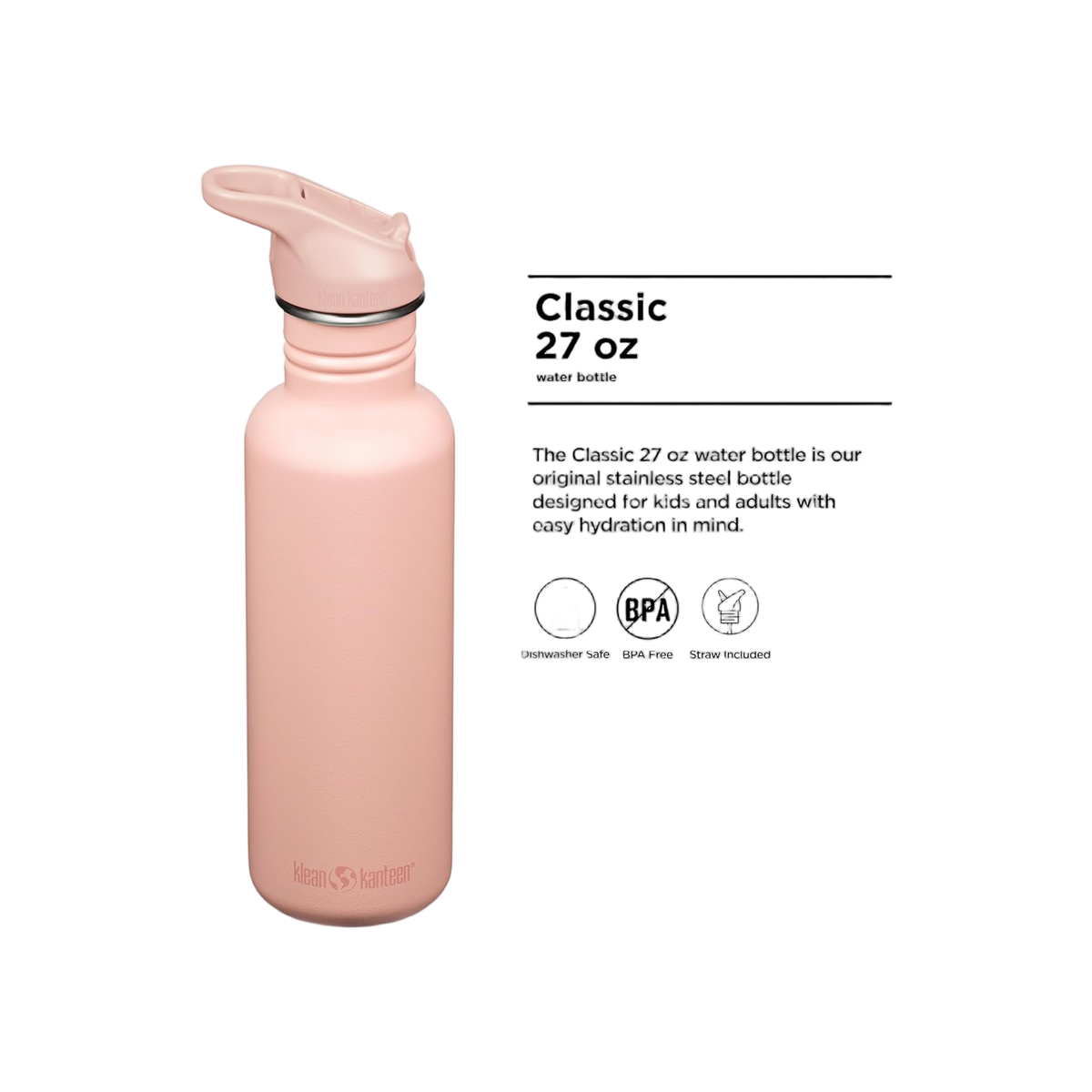 Klean Kanteen Classic Single Wall 800ml/27oz met Flip Seal Sport Cap