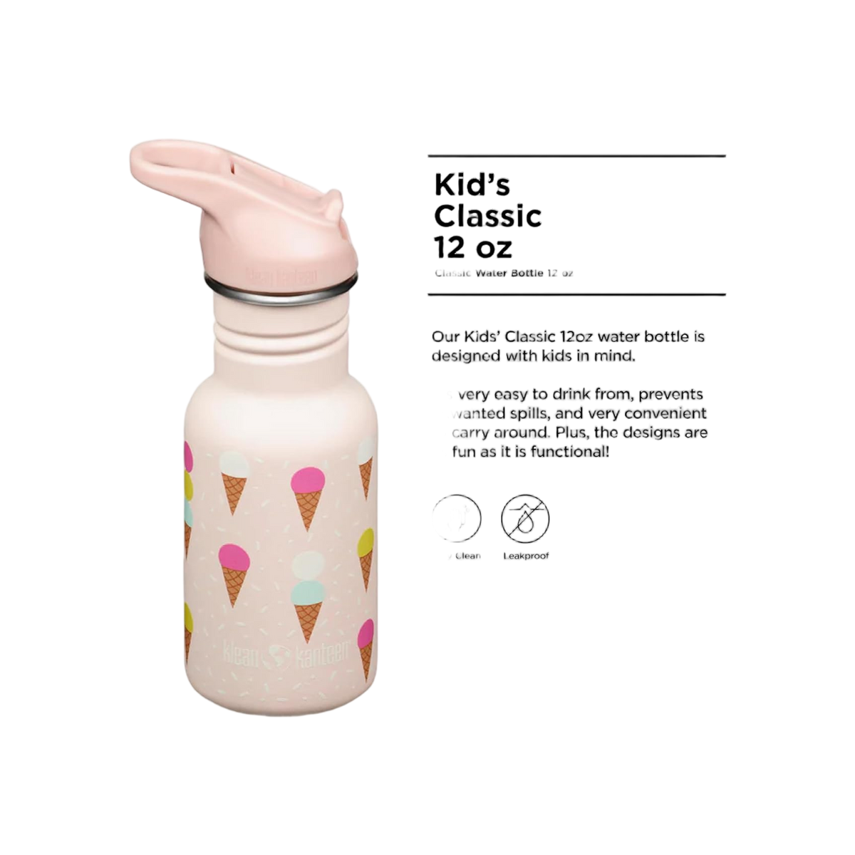 Klean Kanteen KlK 12oz Kid Classic Narrow met flipsportdop