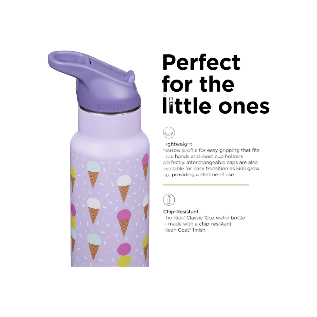 Klean Kanteen Kinder Isolatiefles Classic N met flipsportdop, 355ml/12oz.