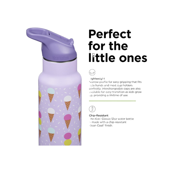 Klean Kanteen Kinder Isolatiefles Classic N met flipsportdop, 355ml/12oz.