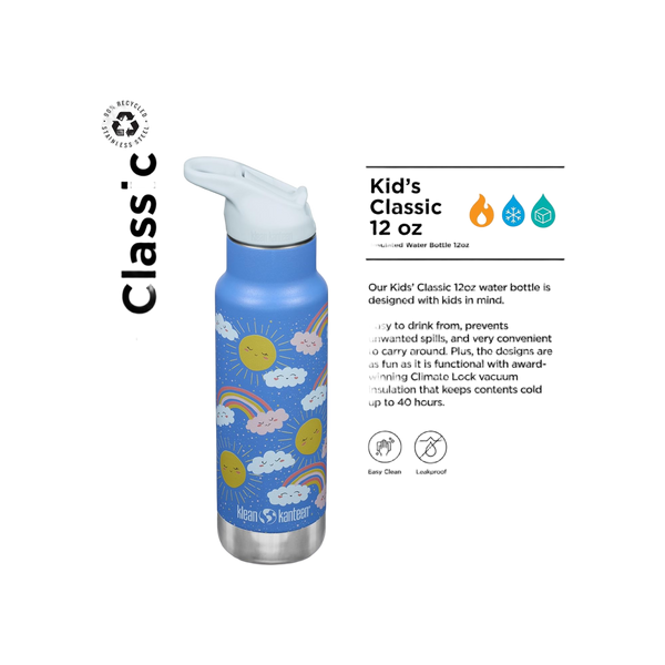 Klean Kanteen Kinder Isolatiefles Classic N met flipsportdop, 355ml/12oz.