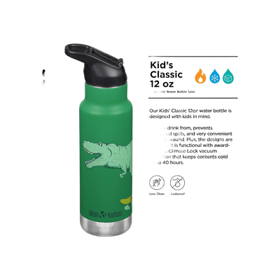 Klean Kanteen Kinder Isolatiefles Classic N met flipsportdop, 355ml/12oz.