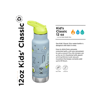 Klean Kanteen Kinder Isolatiefles Classic N met flipsportdop, 355ml/12oz.