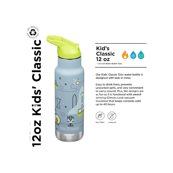 Klean Kanteen Kinder Isolatiefles Classic N met flipsportdop, 355ml/12oz.