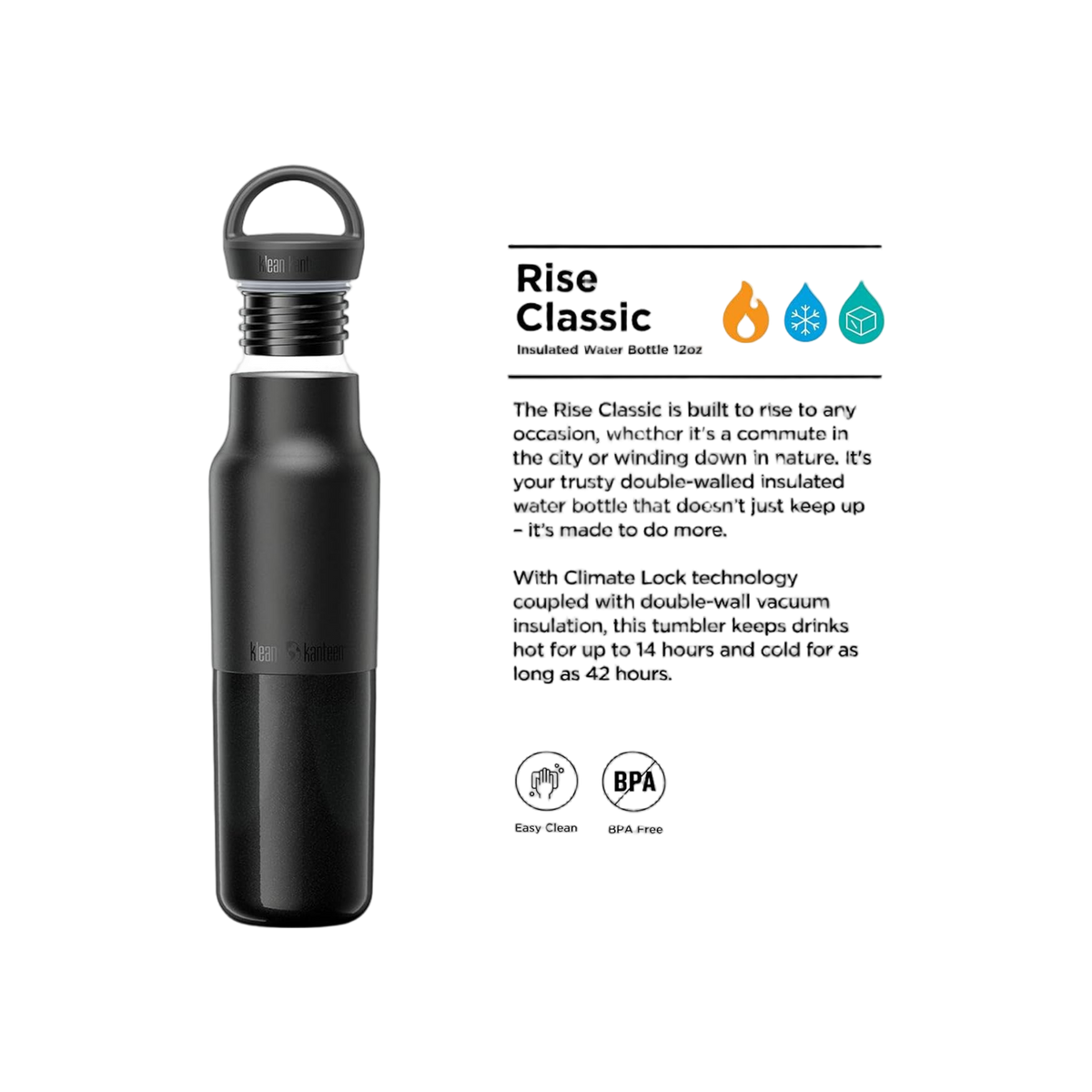 Klean Kanteen Rise Vac Classic 355ml/12oz met Arch Loop Cap
