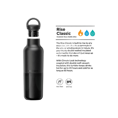 Klean Kanteen Rise Vac Classic 591ml Geïsoleerde Fles met Arch Loop Cap
