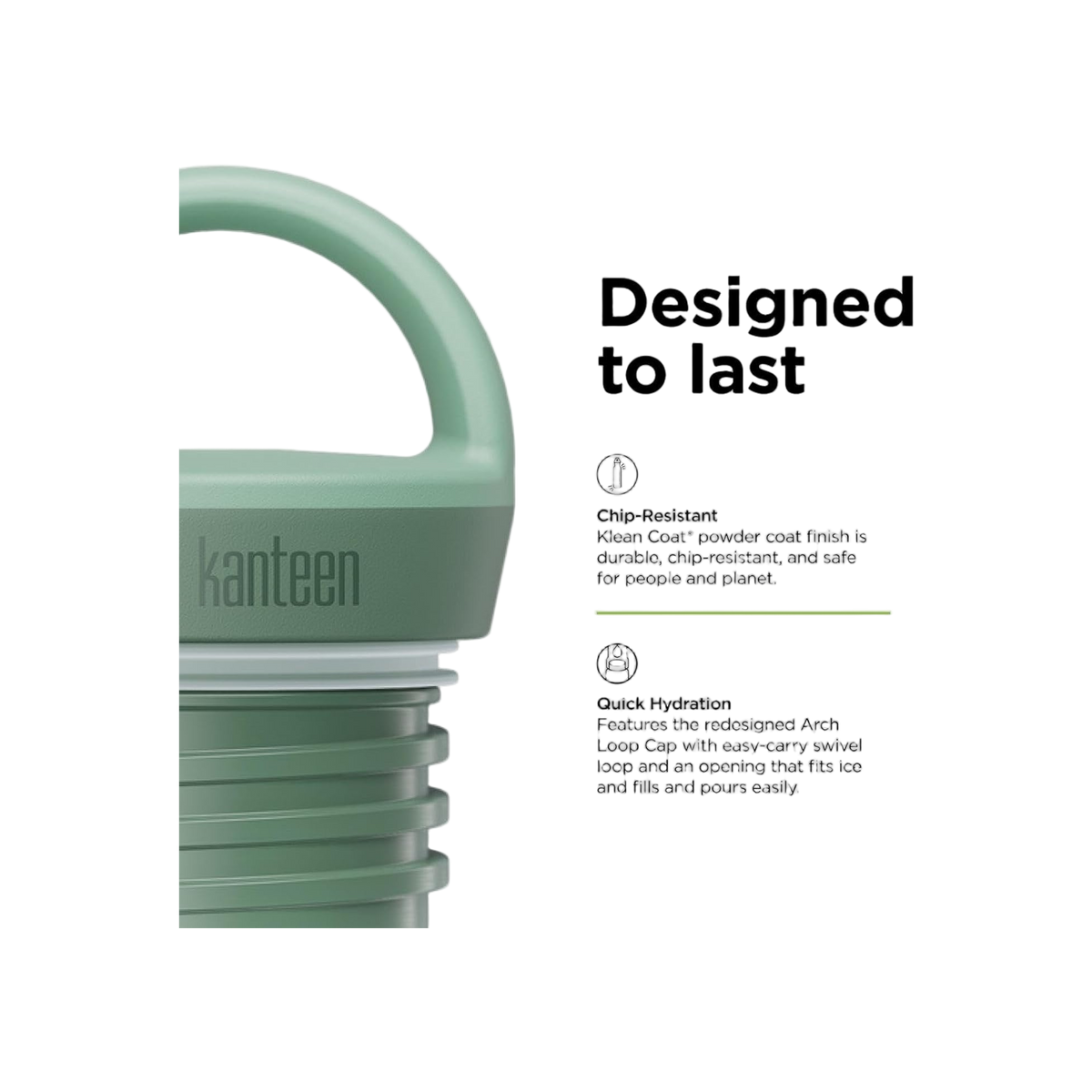 Klean Kanteen Rise Vac Classic 591ml Geïsoleerde Fles met Arch Loop Cap
