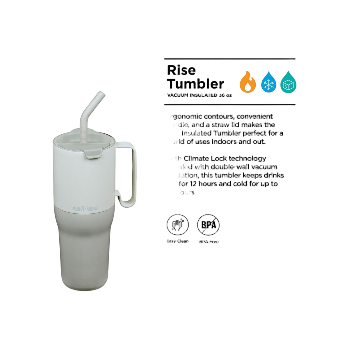 Klean Kanteen Geïsoleerde Drinkbeker 1065ml / 36oz met flip-straw deksel