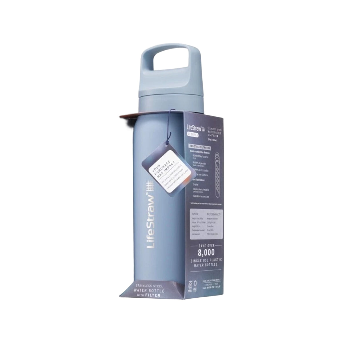 Lifestraw Go 2.0 Stainless Steel Water Filter Bottle - 700 ml - Icelandic Blue
