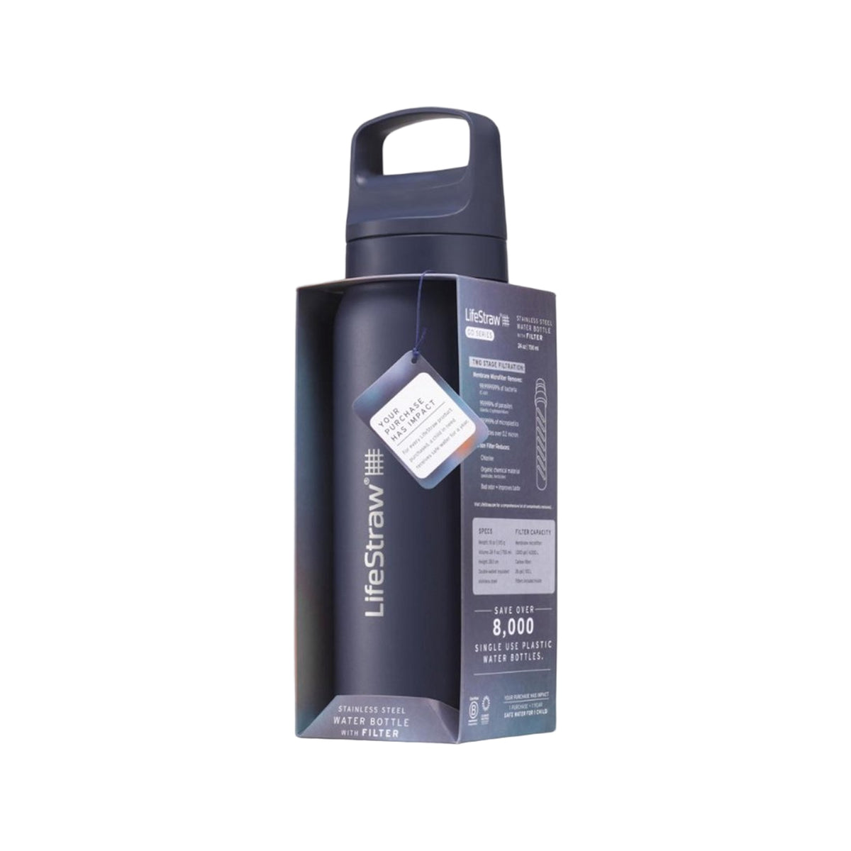 Lifestraw Go 2.0 Stainless Steel Water Filter Bottle - 700 ml - Aegean Sea Blue