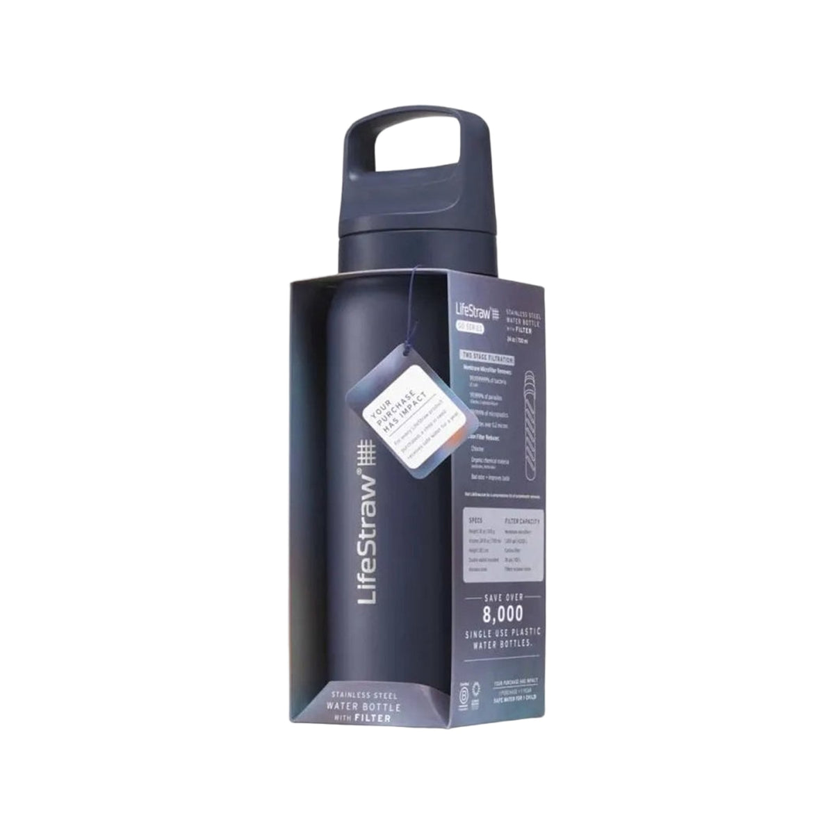 LifeStraw Go 2.0 Stainless Steel Water Filter Bottle - 1L - Icelandic Blue