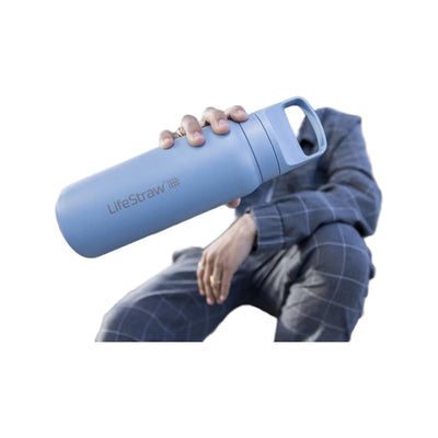 LifeStraw Go 2.0 Stainless Steel Water Filter Bottle - 1L - Icelandic Blue