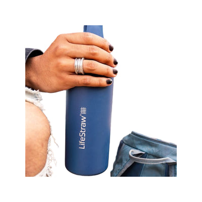 LifeStraw Go 2.0 Stainless Steel Water Filter Bottle - 1L - Aegean Sea Blue