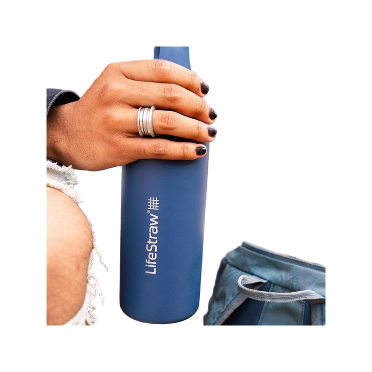 LifeStraw Go 2.0 Stainless Steel Water Filter Bottle - 1L - Aegean Sea Blue