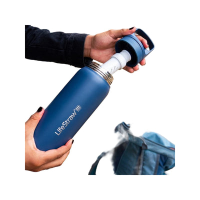 LifeStraw Go 2.0 Stainless Steel Water Filter Bottle - 1L - Aegean Sea Blue