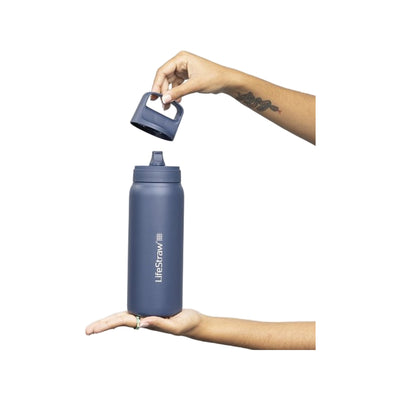LifeStraw Go 2.0 Stainless Steel Water Filter Bottle - 1L - Aegean Sea Blue