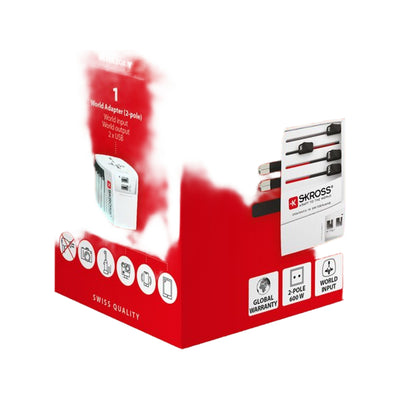 SKROSS World Adapter MUV USB, white, 2-pole 2.4A, with Skross logo