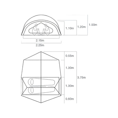 Exped Outer Space II Binnentent 2 Persoons Lichtgewicht Mesh