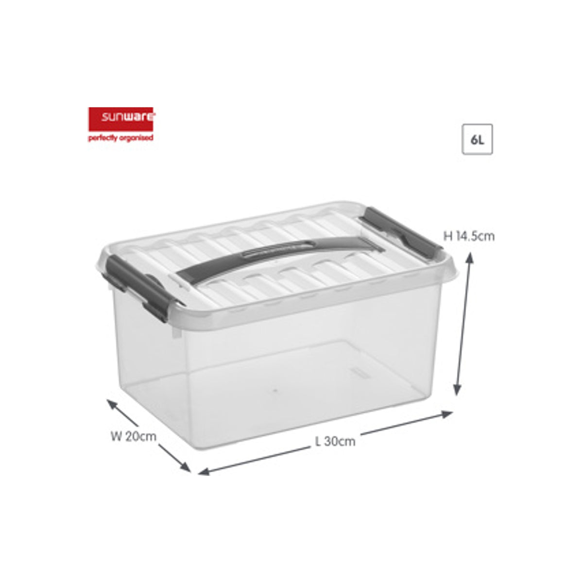 Sunware Q-line opbergbox 6L transparant met deksel 30x20x14,5cm kunststof voorraaddoos