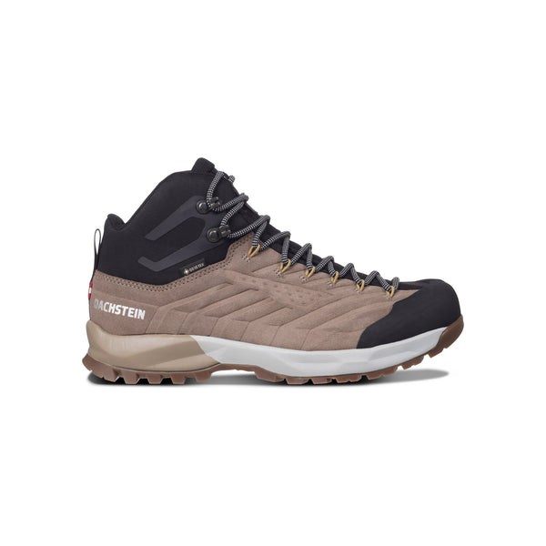 Dachstein beige-zwarte wandelschoen met mid-cut ontwerp en profielzool voor bergwandelen