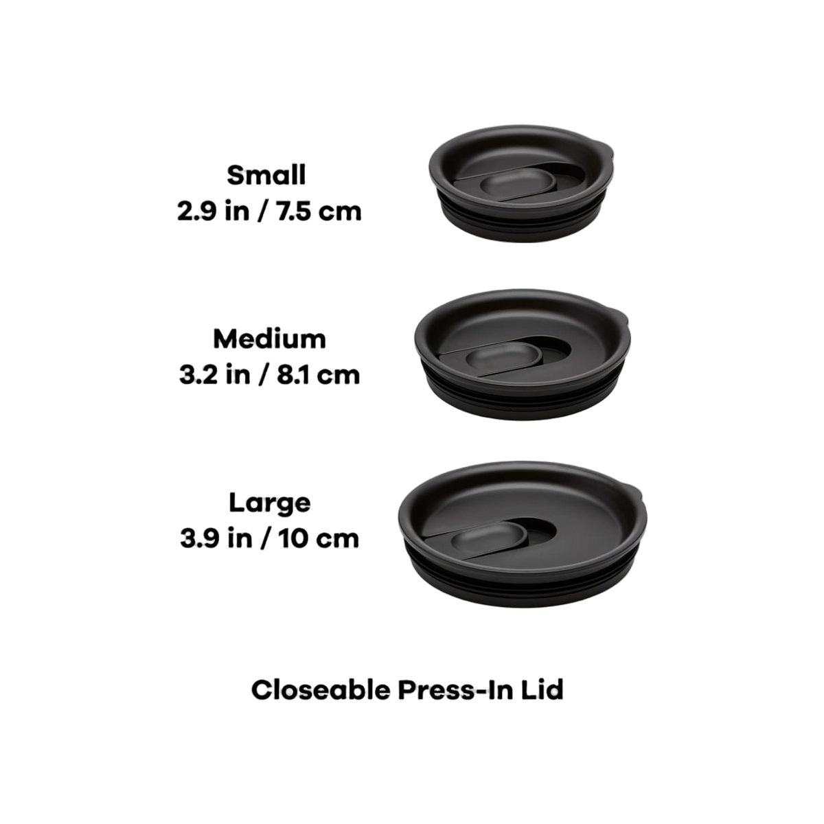 Hydro Flask Small Closeable Press-In Lid (Black)