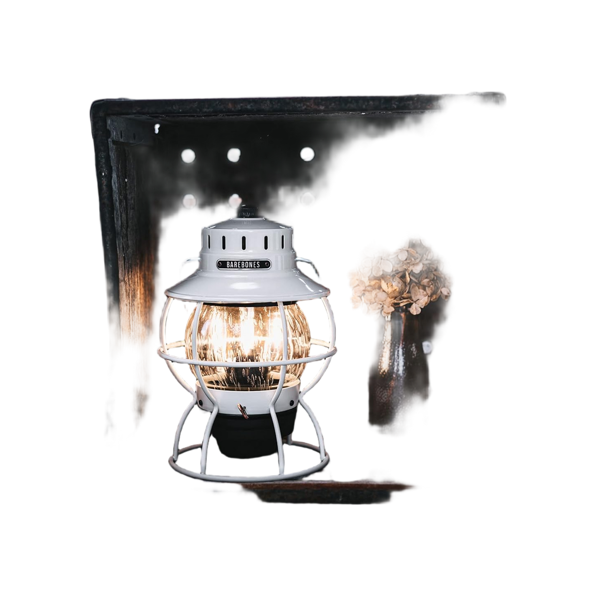 Barebones Railroad Lantern Vintage White - Usb
