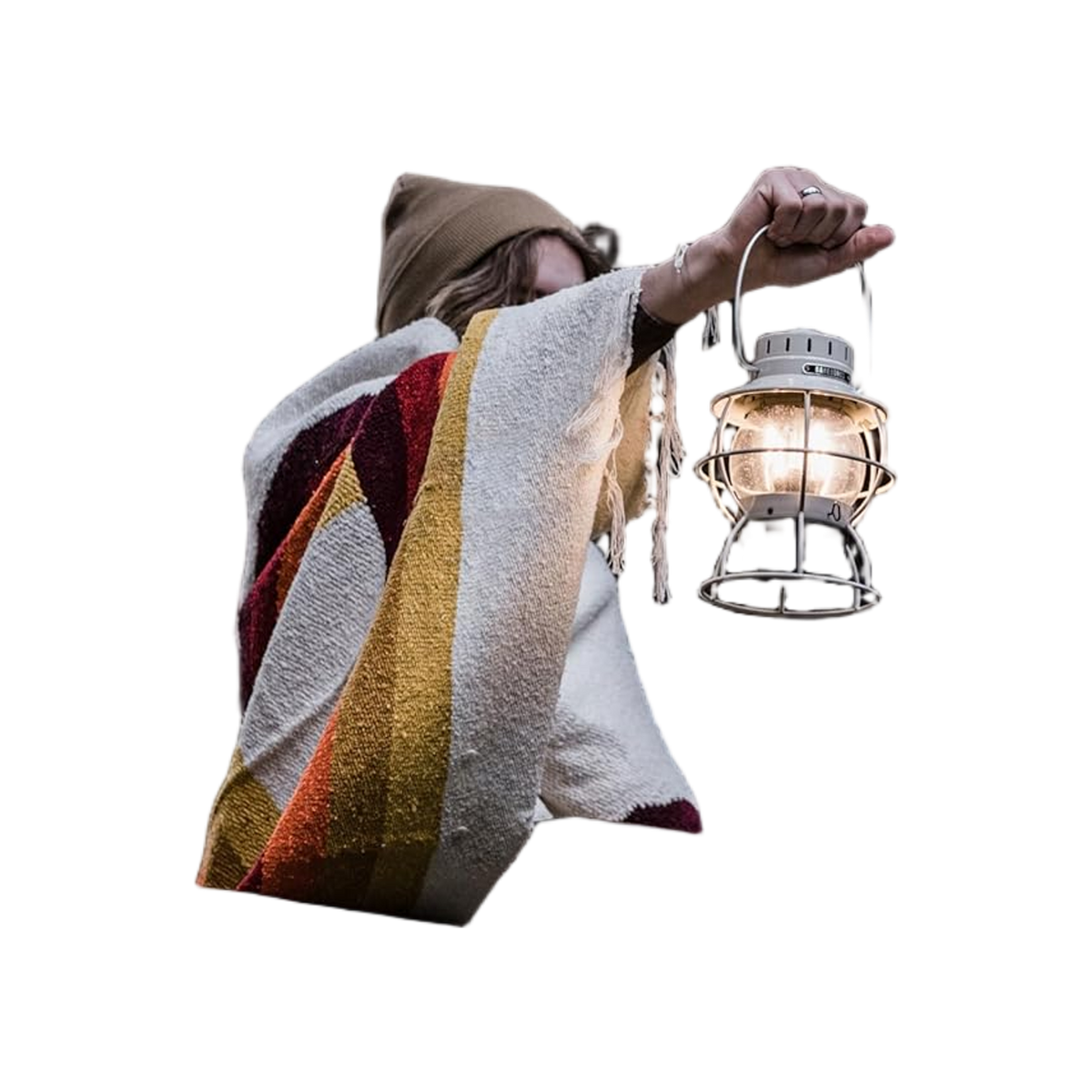 Barebones Railroad Lantern Vintage White - Usb