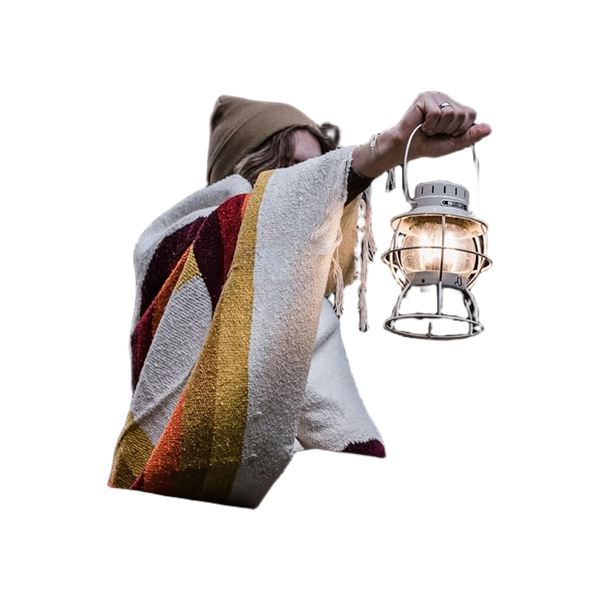 Barebones Railroad Lantern Vintage White - Usb