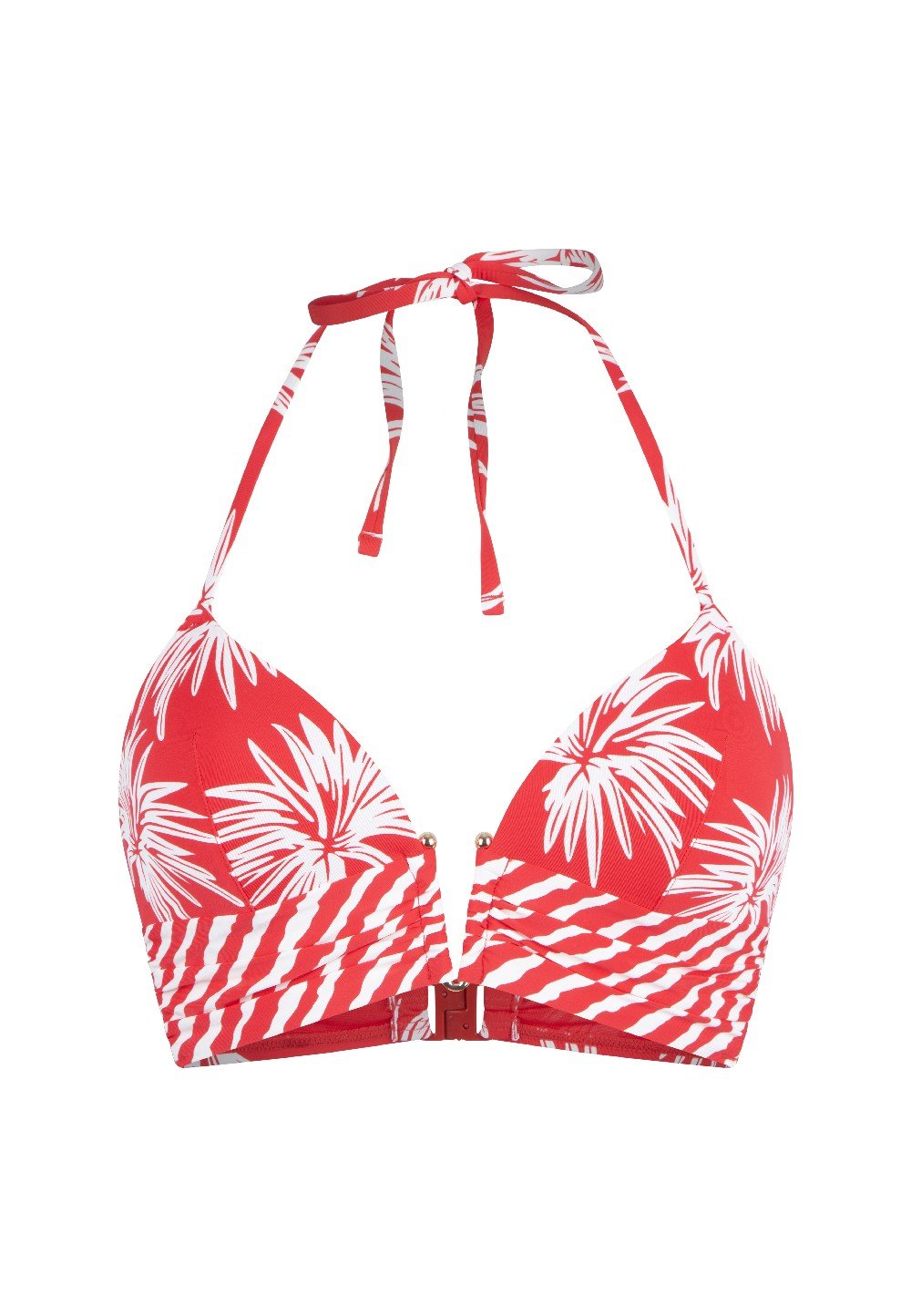 Padded triangle Bikini top — Leaf stripe
