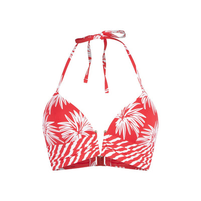 Padded triangle Bikini top — Leaf stripe